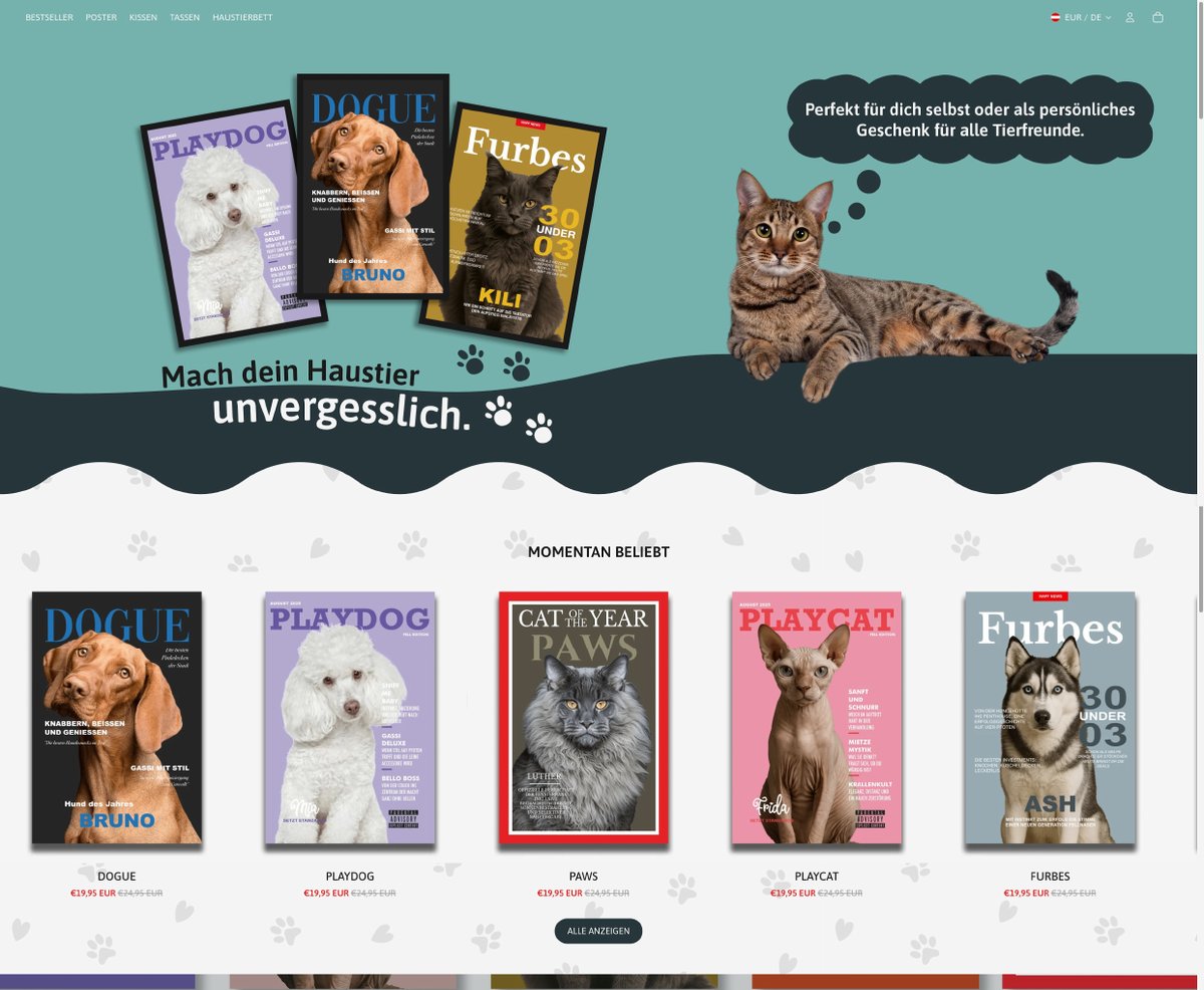 Startseite des Pet-World-Shops