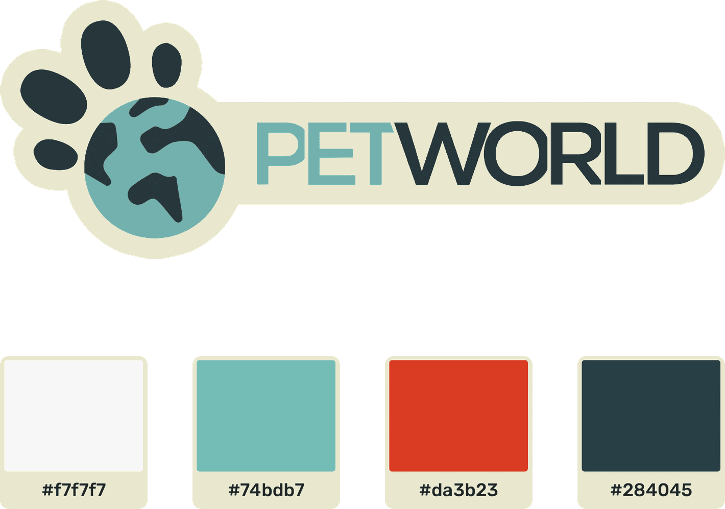 Logo und Farbpalette von Pet World