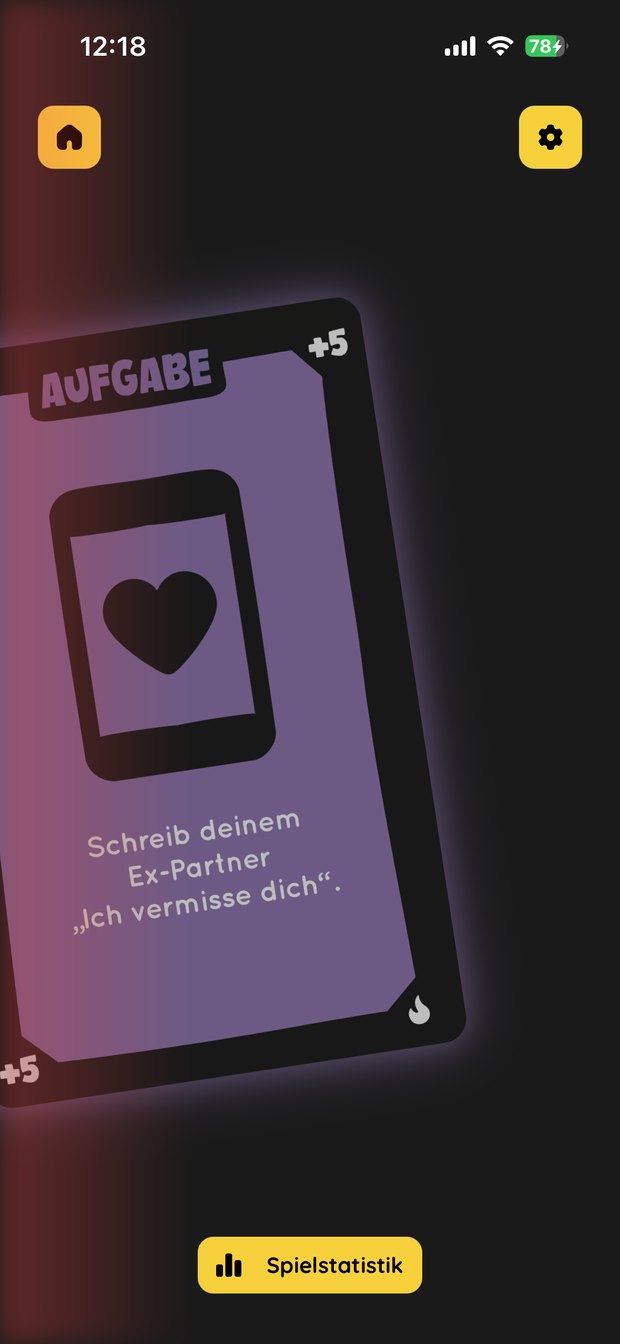 App-Ansicht: Aufgabenkarte während der Wischgeste